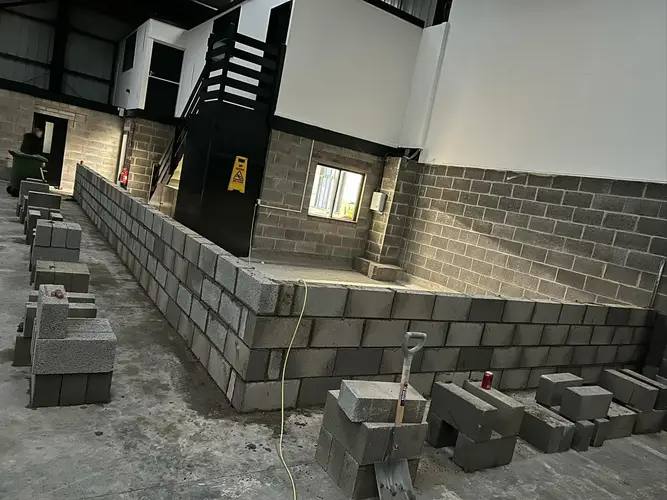 Blockwork partition walls inside a commercial unit, built by G&M Building Solutions