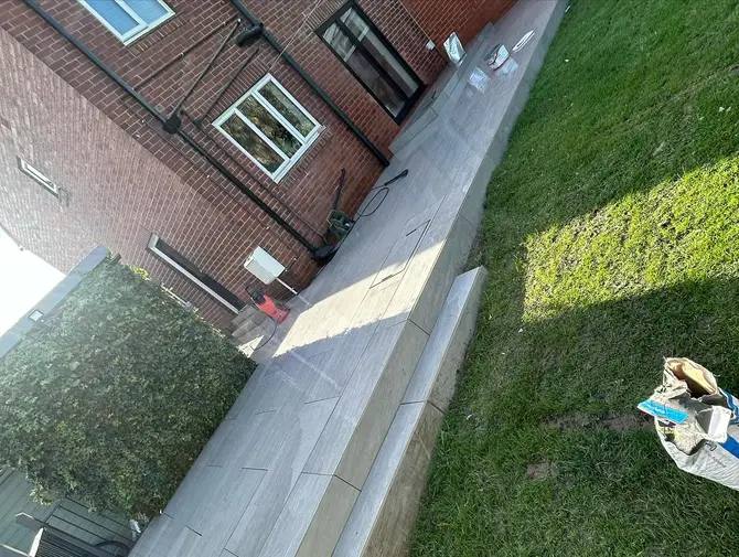 New porcelain paving and steps laid at a Leeds home by G&M Building Solutions